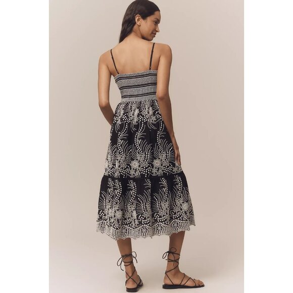 By Anthropologie Sleeveless Sweetheart Tiered Midi Dress L - Picture 3 of 4